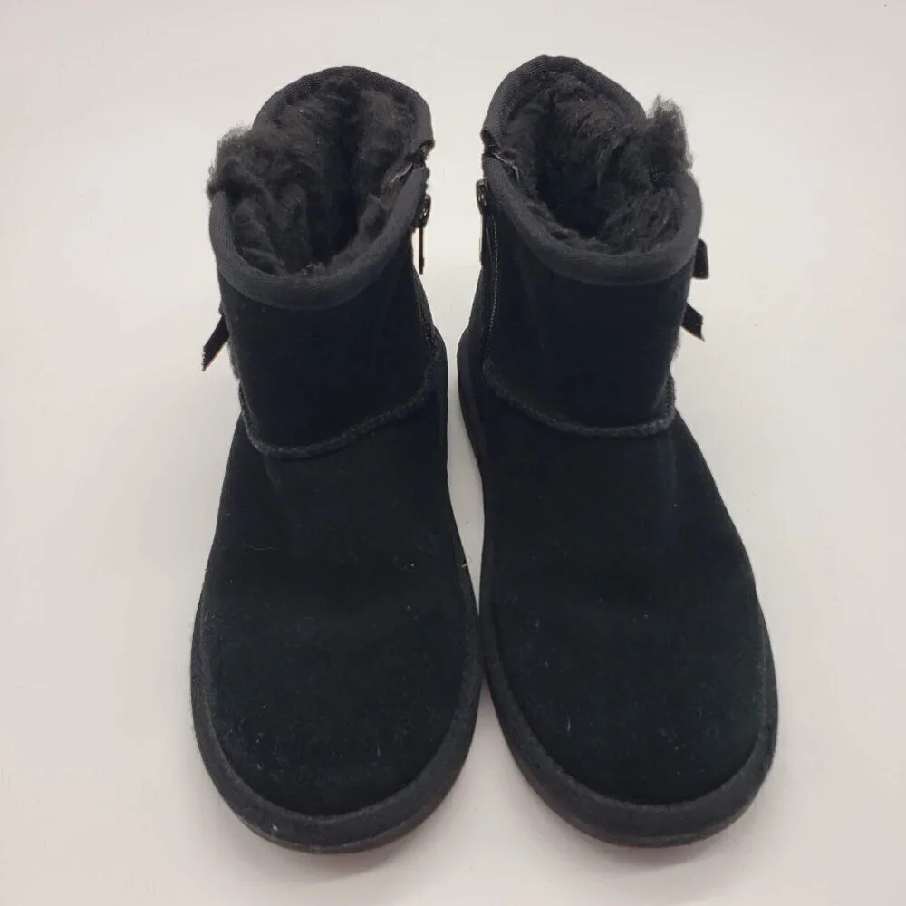 Koolaburra by UGG 1117810 Victoria Mini Ankle Boot Suede Black Youth 2 side bows